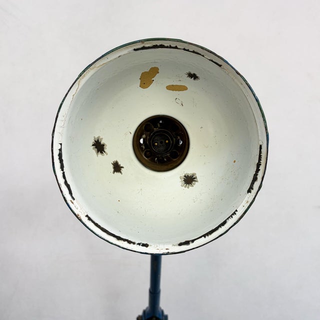 Metal Articulated Industrial Lamp with Blue Shade from Dugdills, 1930s For Sale - Image 7 of 10