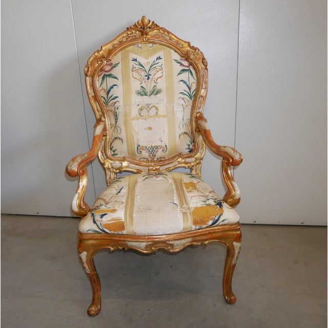 Antique 15th Century Venetian Lacquered and Gilded Armchair For Sale - Image 17 of 18