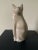 A beautiful high quality vintage carved white marble cat figurative sculpture. Nice simplified modernist features ....