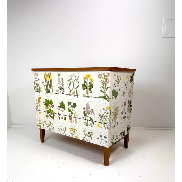 Josef Frank 1950's Swedish Dresser With Nordens Flora Illustrations For Sale - Image 4 of 9
