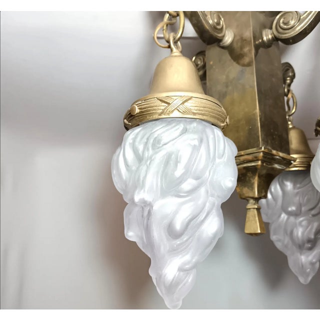 Metal Neoclassical Brass Ceiling Light, 1960s For Sale - Image 7 of 12