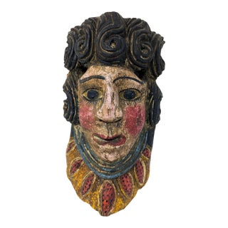 1940s-1960s Handcrafted Mexican Barbones Dance Mask For Sale