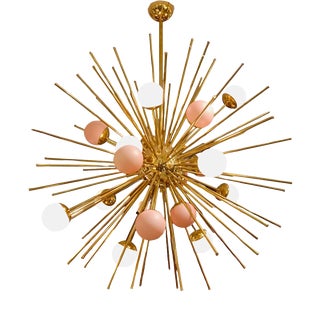 Vintage Sputnik Lamp with Pink Spheres, 1950s For Sale