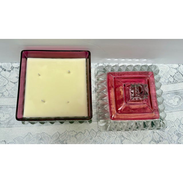 1940s Vintage Westmoreland Glass Box With Handcrafted Tea Scented Candle For Sale - Image 5 of 6