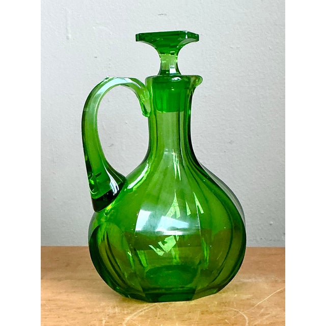 Vintage Green Glass Decanter For Sale - Image 9 of 12