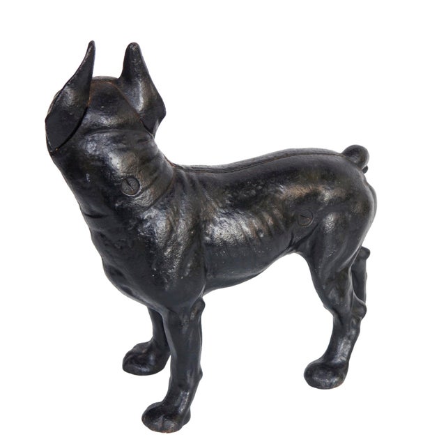 A Hubley Manufacturing Company, Antique Cast Iron Dog Door Stop, All Black, Original Paint. An Adorable and Utilitarian...