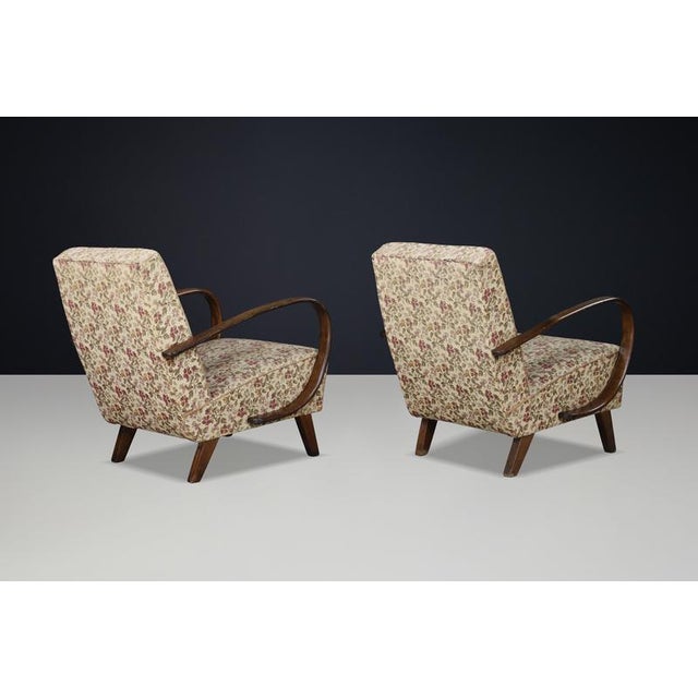 1940s Art Deco Bentwood Lounge Chairs attributed to Jindřich Halabala, Former Czechoslovakia, 1940, Set of 2 For Sale - Image 5 of 17