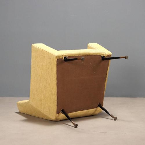 Yellow Vintage Armchair with Foam Padding For Sale - Image 8 of 9