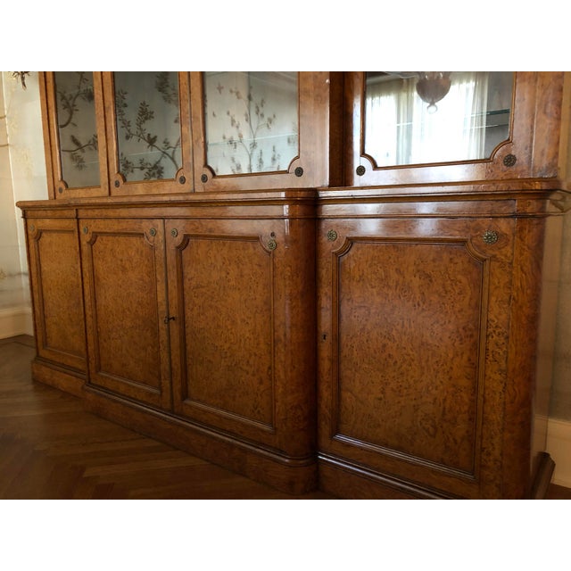 Traditional 19th Century English Traditional Burlwood Bookcase/Breakfront For Sale - Image 3 of 11