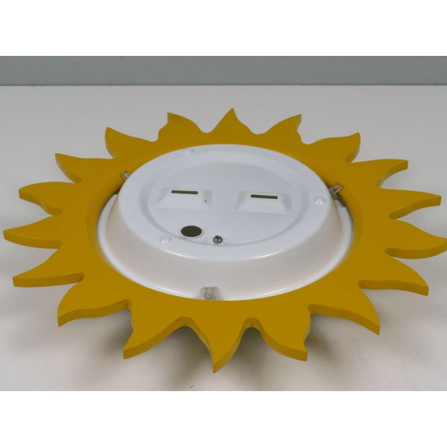 1970s Sun-Shaped Ceiling Lamp in Opaline Glass and Yellow Lacquered Wood from Massive, Belgium, 1970s For Sale - Image 5 of 13