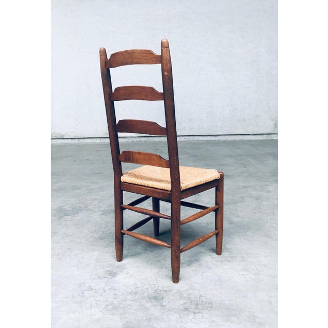 Rustic Ladder Back Oak and Rush Dining Chairs, 1960s, Set of 4 For Sale - Image 10 of 18
