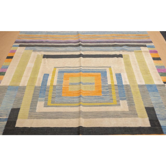 Fine Contemporary Turkish Kilim Flat Weave Wool Rug 5'8" X 8'0" For Sale In New York - Image 6 of 12