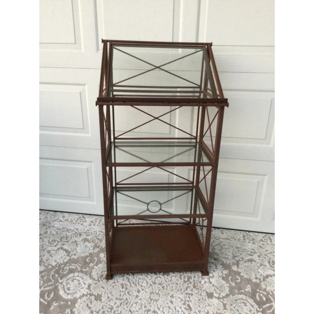 1970s Vintage Iron & Glass Étagère Display Shelf For Sale - Image 5 of 12