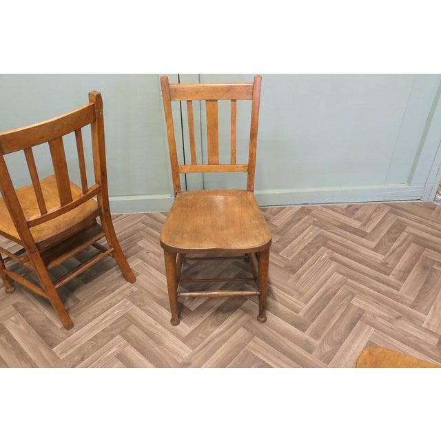 Victorian Beech and Elm School Chairs, Set of 8 For Sale - Image 5 of 11