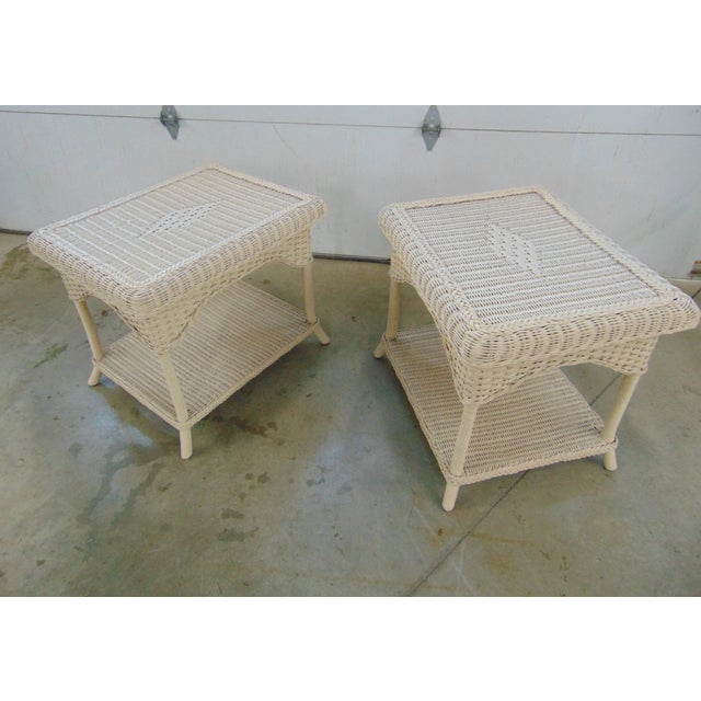 Henry Link Modern Woven Wicker Side Tables a Pair Chairish