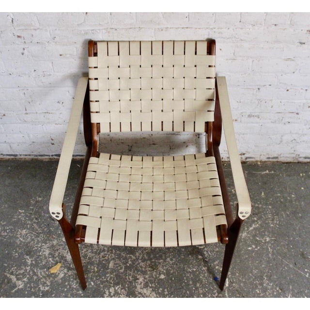 Late 20th Century Late 20th Century Mahogany and Leather Safari Chair For Sale - Image 5 of 9