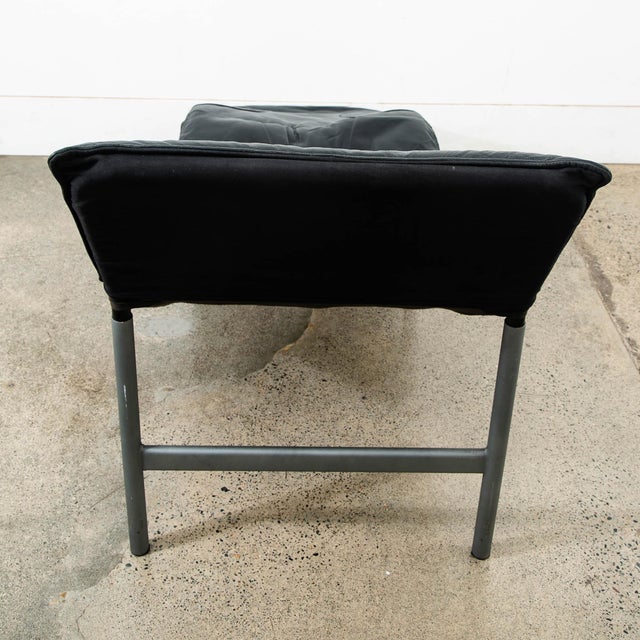 Black 1970s Mid Century Danish Modern Lounge Chair Chaise Black Leather Attributed to Tord Bjorklund Metal For Sale - Image 8 of 9