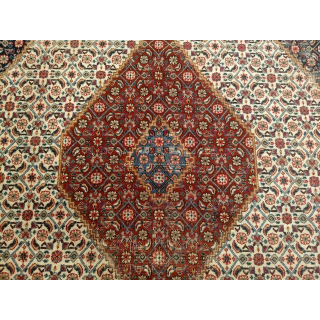 Antique Tabriz Mahi Rug, Hand-Knotted Wool, Herati Geometric Pattern, Ivory & Navy, 10x13 For Sale - Image 17 of 18