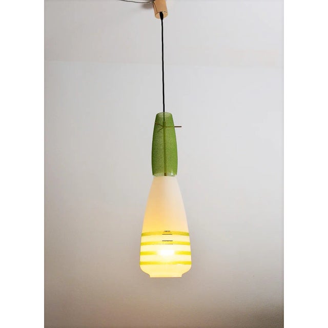 Green Italian Green Glass Lamp with Brass, 1960s For Sale - Image 8 of 12