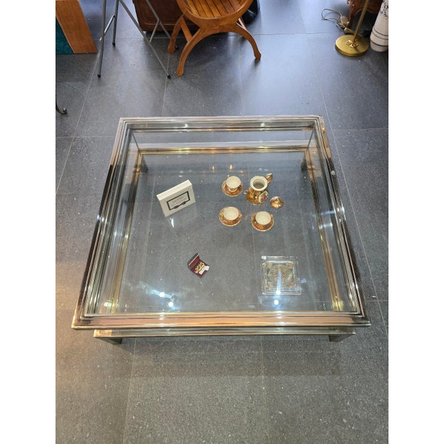 Coffee Table with Sliding Top in Chrome and Glass, 1970s For Sale - Image 6 of 18