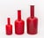 Collection of Three Otto Brauer for Kastrup Holmgaard Glass "Gulvvase" Vases, in red and white, each with "Kastrup...