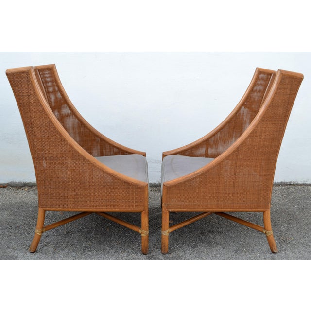 Mid-Century Modern Pair, Barbara Barry McGuire Mid-Century Modern Caned Lounge Chairs Refinished For Sale - Image 3 of 16