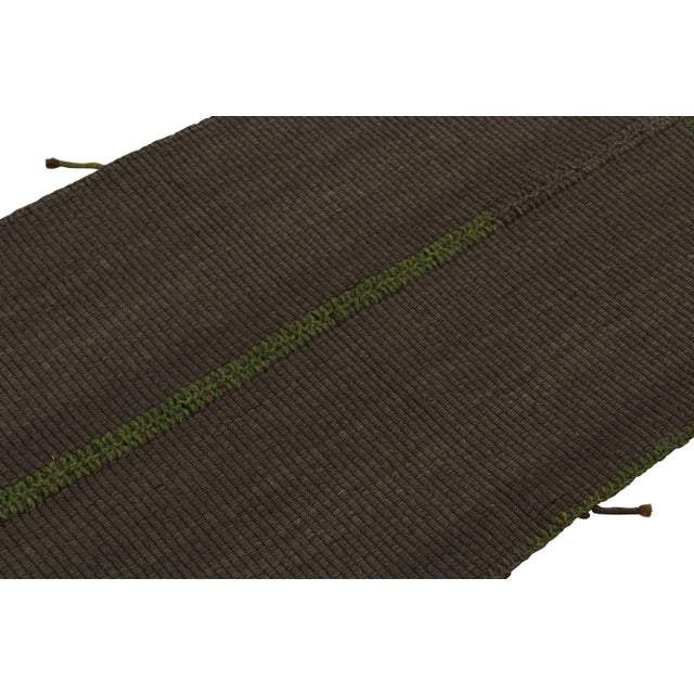 Rug & Kilim Rug & Kilim’s Contemporary Kilim in Brown With Green Accents For Sale - Image 4 of 7