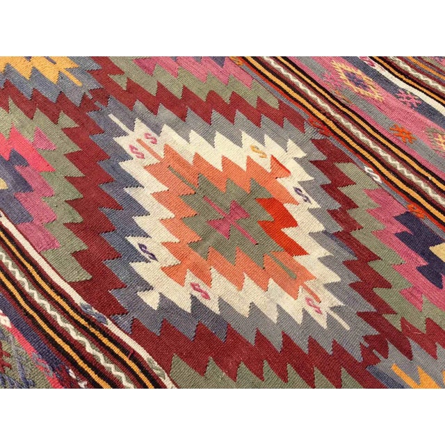 Pink Vintage Turkish Kilim Rug - 57" X 87.5" For Sale - Image 8 of 11