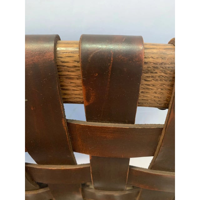 Wood Jens Risom Style Woven Leather Strap Dining Armchairs -Set of 4 For Sale - Image 7 of 13