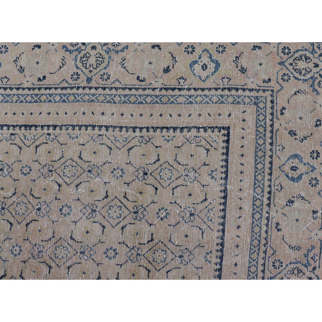 Cream Antique Persian Tabriz Rug With All-Over Small Tribal Design in Muted Tones 10'2 X 13'6 For Sale - Image 8 of 12