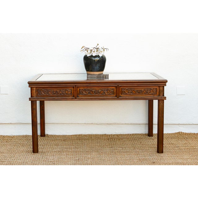 Vintage Carved Chinese Glass Top Center Table For Sale - Image 18 of 18
