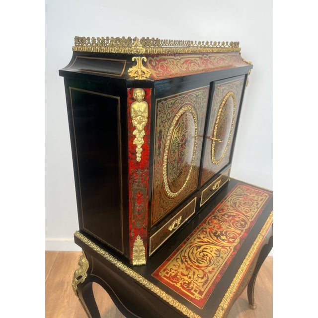 Late 19th Century Bonheur du Jour desk, literally happiness of the day in Boulle marquetry For Sale - Image 6 of 12