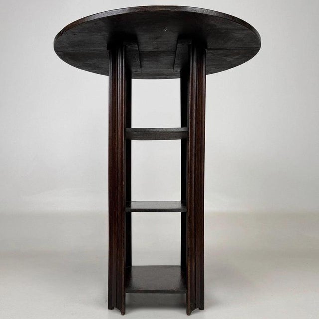 Antique Early 20th Century English Oak Round Side Table with Shelved Base For Sale - Image 4 of 9