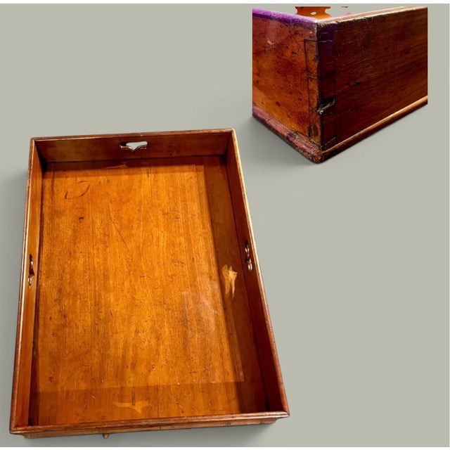 Antique Butler's Tray Table-Chestnut Wood-Dovetail-Original Stand-Folding-Serve For Sale - Image 10 of 16