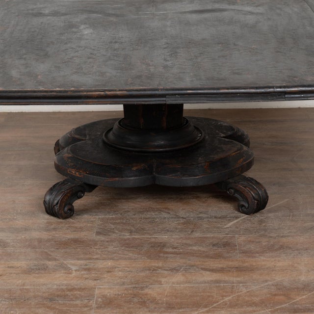 19th Century Black Painted Swedish Large Square Coffee Table For Sale - Image 15 of 17
