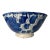 Large Vintage Mexican Blue and Ivory Talavera Pottery Bowl For Sale