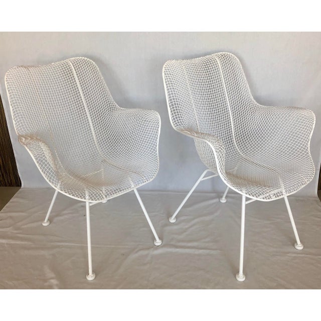 White 1960s Vintage White Sculptura Russell Woodard Patio Chairs- A Pair For Sale - Image 8 of 13