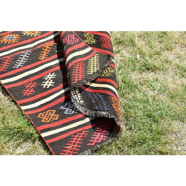 1980s 1980s Rustic Red Cecim Kilim Runner For Sale - Image 5 of 12