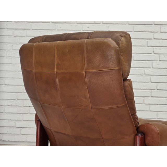 Set of Swedish Lounge Chair and Ottoman in Leather, 1970s For Sale - Image 12 of 18