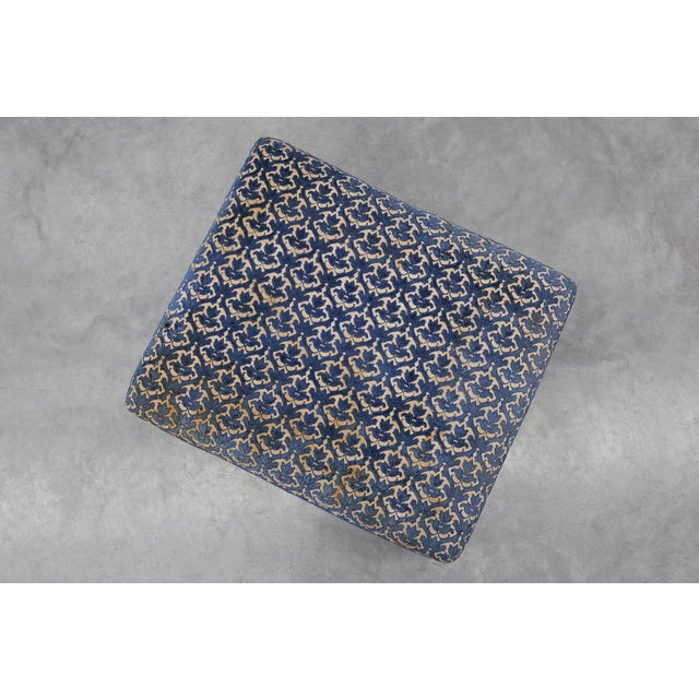 20th Century Art Deco Upholstered Ottoman with Sabre Legs, France, 1950s For Sale - Image 10 of 11