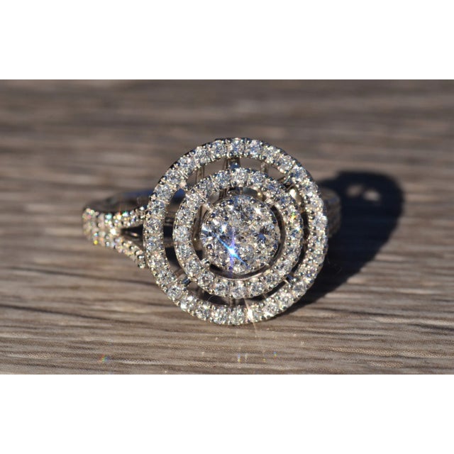 The Bellatrix: Contemporary Double Halo Diamond Ring and Pendant Conversion Piece For Sale In Philadelphia - Image 6 of 10