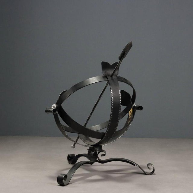 Black Outdoor Sundial in Wrought Iron with Brass Plate For Sale - Image 8 of 9