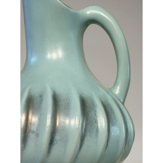 Iridescent Celadon Green Ceramic 9002 Vase by B. Letalle Saint-Clément, 1960s For Sale - Image 6 of 9