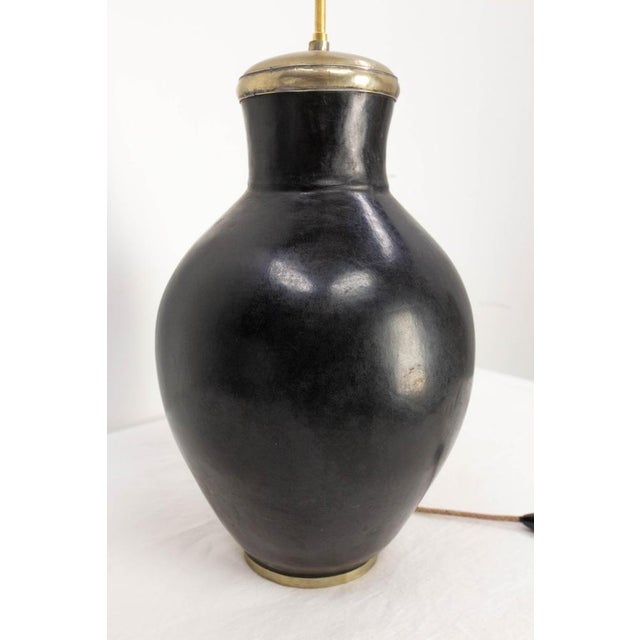 1970s Terracotta Tadelakt Finishing Black Table Lamp, 1970 For Sale - Image 5 of 14