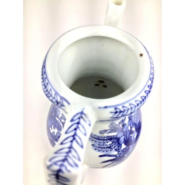 Boho Heavy Blue & White Vintage Chinese Tea Pot For Sale - Image 9 of 12