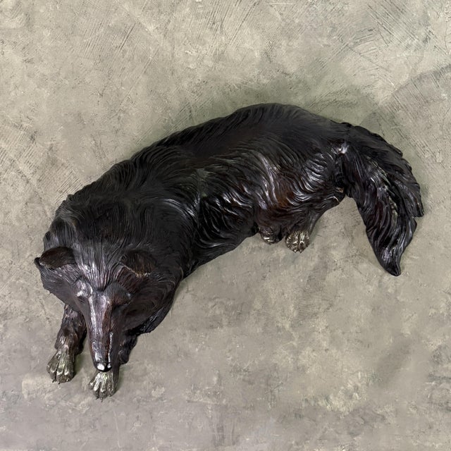 Large Bronze Collie Dog Sculpture, 28” Long, Reclining Lassie-Style Figure For Sale - Image 9 of 10