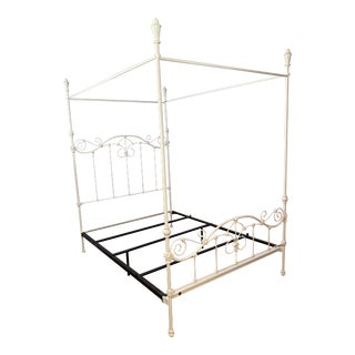 Brass Beds of Virginia White Cast Iron Queen Canopy Bed For Sale
