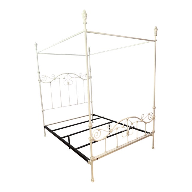 Brass Beds of Virginia White Cast Iron Queen Canopy Bed Chairish