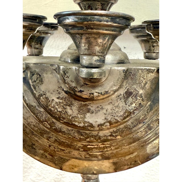 Early 20th Century Silver Plated Menorah For Sale - Image 12 of 12