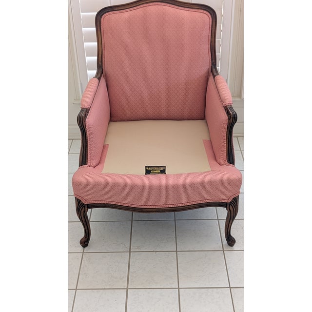 Salmon Vintage Overstuffed Arm Chair With Frenchy Cabriole Legs, Unattached Comfy Seat & Back Cushions For Sale - Image 8 of 13